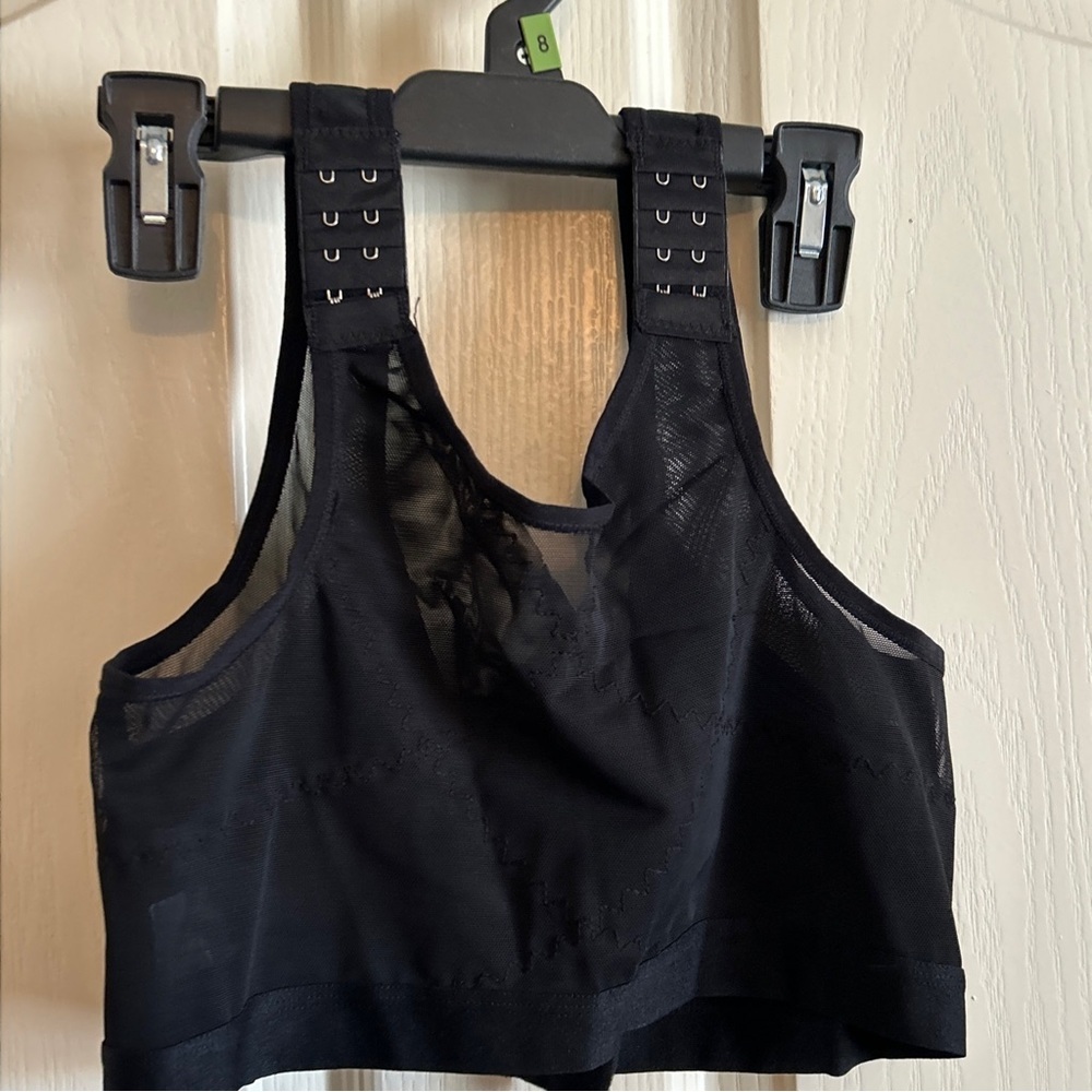 Shein Black Bra front snap closure adjustable strap snaps size L back support